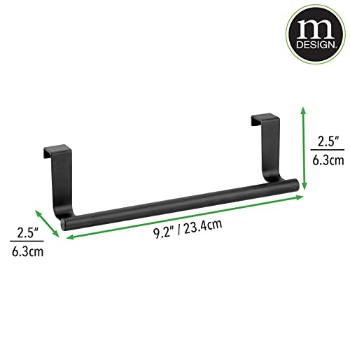 mDesign Metal Over Kitchen Cabinet Door Towel Bar Holder for Hand, Dish, and Tea Towel Rack - Over the Door Towel Bar - Hang Inside or Outside Doors - Kitchen Organizer - Omni Collection - Matte Black