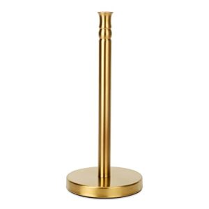 gold paper towel holder stand countertop with heavy weighted stainless steel base, free standing paper towel holder (gold brushed)
