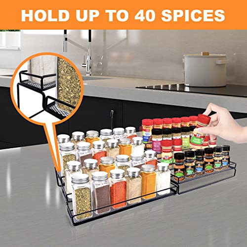 BAOTOUR Tiered Spice Rack Organizer for Cabinet,Spice Rack for Cabinet,Spice Shelf Organizer for Cabinet,Spice Storage for Inside Cabinet (Metal,Expandable,4 tier)