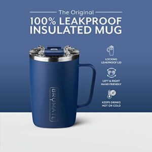 BrüMate Toddy - 16oz 100% Leak Proof Insulated Coffee Mug with Handle & Lid - Stainless Steel Coffee Travel Mug - Double Walled Coffee Cup (Matte Navy)