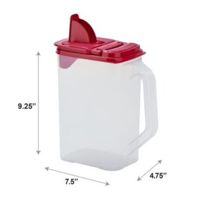 Buddeez Flour and Sugar Container - 4 Quart All Purpose Kitchen Organization and Storage Unit, Dry Storage Container For Kitchen, Large Food Storage Container for Organizing Your Pantry (Red Lid)