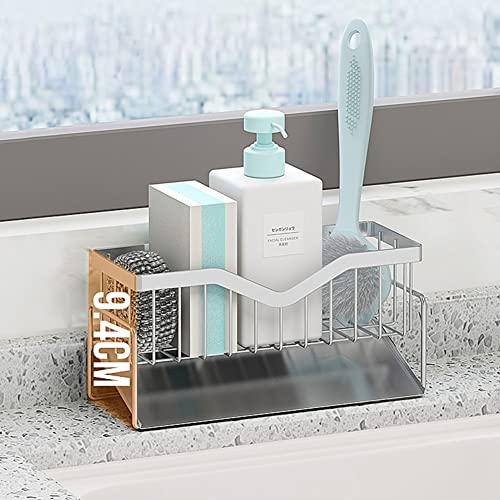 Kitchen Sink Caddy Sponge Holder for Kitchen Sink, Quick Draining, SUS 304 Stainless Steel Sponge Organizer, Basket for Cleaning and Scrub Tool, Kitchen Sink Brush Caddy Holder