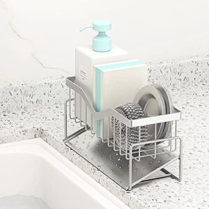 Kitchen Sink Caddy Sponge Holder for Kitchen Sink, Quick Draining, SUS 304 Stainless Steel Sponge Organizer, Basket for Cleaning and Scrub Tool, Kitchen Sink Brush Caddy Holder