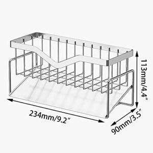 Kitchen Sink Caddy Sponge Holder for Kitchen Sink, Quick Draining, SUS 304 Stainless Steel Sponge Organizer, Basket for Cleaning and Scrub Tool, Kitchen Sink Brush Caddy Holder