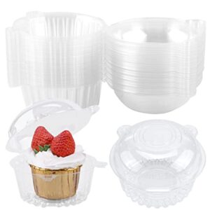 toflen 100ct disposable clear plastic packaging box with cover – plastic hinged food container for desserts to-go, fruit, bread, party favor cake – cupcake boxes individual