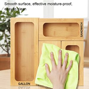 Vekoo Ziplock Bag Storage Organizer,Bamboo Drawer Organizer for Kitchen,Plastic Bag Organizer,Food Storage Bag Organizer Holder for Gallon,Quart,Sandwich and Snack Various Sizes (Pack of 4)