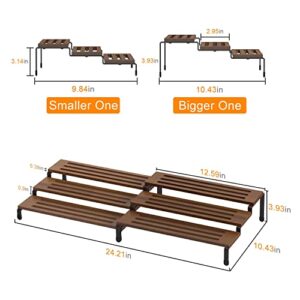 Bextsrack Spice Rack Organizer for Cabinet, Bamboo 3-Tier Expandable Seasoning Display Step Shelf for Kitchen Pantry Countertop Cupboard