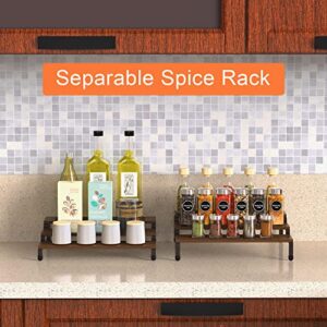 Bextsrack Spice Rack Organizer for Cabinet, Bamboo 3-Tier Expandable Seasoning Display Step Shelf for Kitchen Pantry Countertop Cupboard