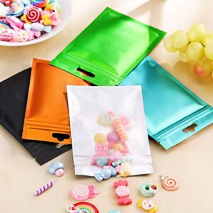 200 Pieces Mylar Bags Smell Proof Bags Resealable Bags Aluminum Foil Food Storage Bags Flat Metallic Mylar Foil Flat Zipper Food Storage Pouch()