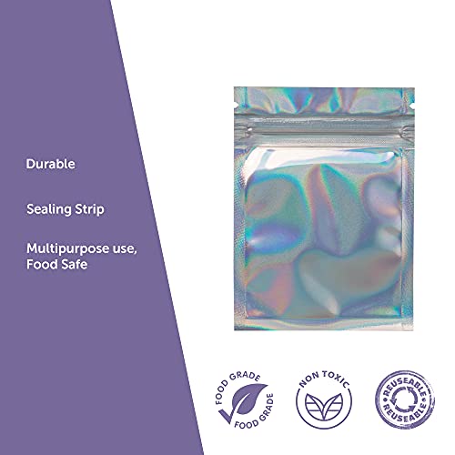 100 Pieces Mylar Bag - 4X6" | Mylar Bags | Food Storage | Coffee Storage | Candy Bags | Resealable Bags For Small Business and Packaging| Holographic Bags | Pouch Bags | Package Bags | Smell Proof Bag
