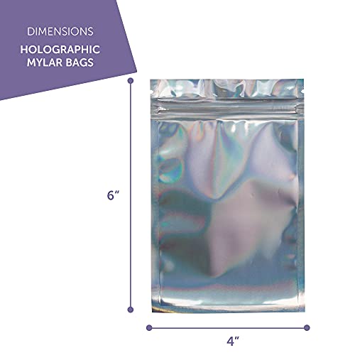 100 Pieces Mylar Bag - 4X6" | Mylar Bags | Food Storage | Coffee Storage | Candy Bags | Resealable Bags For Small Business and Packaging| Holographic Bags | Pouch Bags | Package Bags | Smell Proof Bag