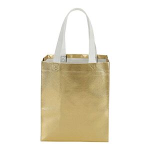 Tosnail 40 Pack 10 x 8 Inch Glossy Gold Reusable Grocery Bags Shopping Tote Bag with Handle Present Bag Gift Bag for Weddings, Birthdays, Party, Event - Gold