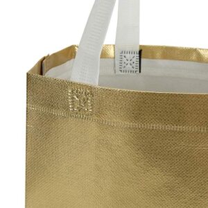 Tosnail 40 Pack 10 x 8 Inch Glossy Gold Reusable Grocery Bags Shopping Tote Bag with Handle Present Bag Gift Bag for Weddings, Birthdays, Party, Event - Gold