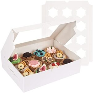 moretoes 30pcs cupcake boxes bulk white cupcake containers with windows 30 pcs 12 count cardboard inserts to fit muffins cupcake carrier for cookies