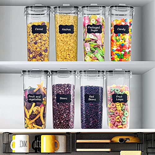 Tiawudi 2 Pk Airtight Cereal Containers Storage Set 135.2oz/4L Each,Food Storage Containers, Large Cereal Dispenser, Kitchen Pantry Organization Containers, with Labels and Measuring Spoons