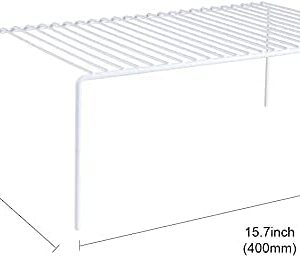 GEDLIRE Kitchen Cabinet Shelf Organizer Set of 3, Large (15.7 x 9.4 inch) Metal Wire Pantry Storage Shelves, Dish Plate Racks for Cabinets, Freezer, Counter, Cupboard Organizers and Storage, White