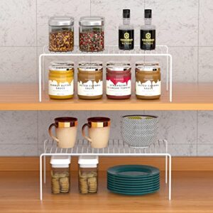 GEDLIRE Kitchen Cabinet Shelf Organizer Set of 3, Large (15.7 x 9.4 inch) Metal Wire Pantry Storage Shelves, Dish Plate Racks for Cabinets, Freezer, Counter, Cupboard Organizers and Storage, White