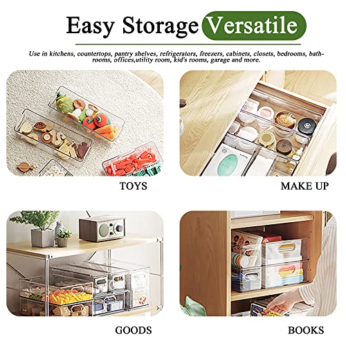 bealy 2 Packs Refrigerator Organizer Bins with Pull-out Drawer,Stackable Fridge Organizers and Storage Clear with Handle,Kitchen Storage Containers Sets for Freezer, Cabinet, Pantry Organization