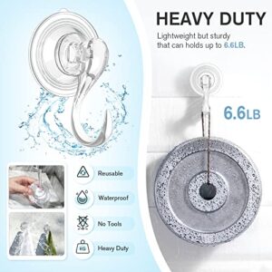 VIS'V Suction Cup Hooks, Small Clear Heavy Duty Vacuum Suction Hooks with Wipes Removable Strong Window Glass Door Kitchen Bathroom Shower Wall Suction Hanger for Towel Loofah Utensils Wreath - 2 Pcs