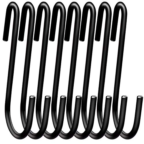 18 Pack ESFUN 4 inch Heavy Duty S Hooks Black Pan Pot Holder Rack Hooks S Shaped Hooks Hangers for Oval Ceiling Pot Rack Hanging Kitchenware Spoons Pans Pots Utensils Clothes Bags Towels Plants