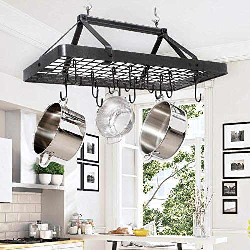 18 Pack ESFUN 4 inch Heavy Duty S Hooks Black Pan Pot Holder Rack Hooks S Shaped Hooks Hangers for Oval Ceiling Pot Rack Hanging Kitchenware Spoons Pans Pots Utensils Clothes Bags Towels Plants