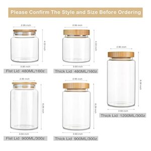 MOLADRI 480ML/16Oz Clear Cute Glass Storage Canister Holder with Airtight Bamboo Lid, Modern Decorative Small Container Jar for Coffee, Spice, Candy, Salt, Cookie, Condiment, Pepper, Sugar