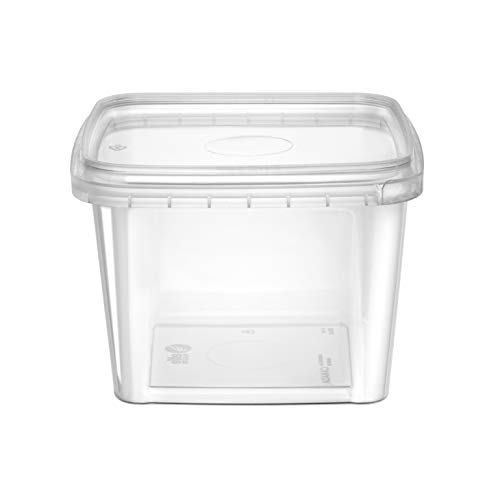 16-oz. Square Clear Deli Containers with Lids | Stackable, Tamper-Proof BPA-Free Food Storage Containers | Recyclable Space Saver Airtight Container for Kitchen Storage, Meal Prep, Take Out | 20 Pack