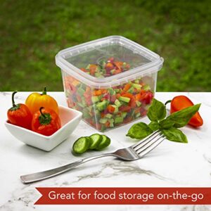 16-oz. Square Clear Deli Containers with Lids | Stackable, Tamper-Proof BPA-Free Food Storage Containers | Recyclable Space Saver Airtight Container for Kitchen Storage, Meal Prep, Take Out | 20 Pack