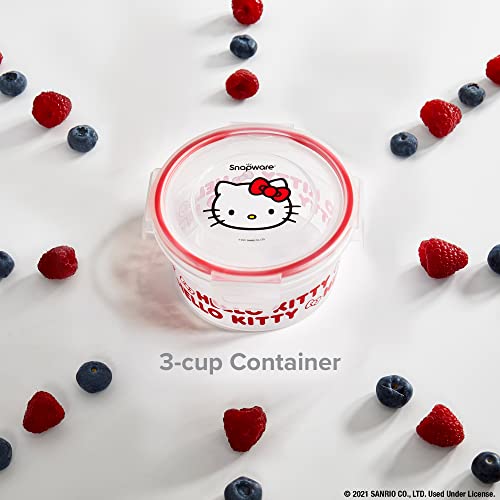 Snapware 8-Pc Plastic Food Storage Containers Set, 4.6-Cup & 3-Cup Meal Prep Containers , Non-Toxic, BPA-Free Lids with 4 Tab Locking, Dishwasher, Microwave, and Freezer Safe, Hello Kitty