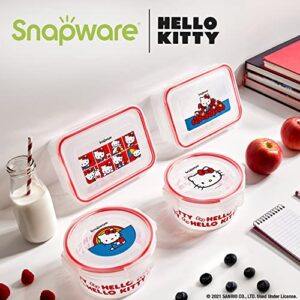 Snapware 8-Pc Plastic Food Storage Containers Set, 4.6-Cup & 3-Cup Meal Prep Containers , Non-Toxic, BPA-Free Lids with 4 Tab Locking, Dishwasher, Microwave, and Freezer Safe, Hello Kitty