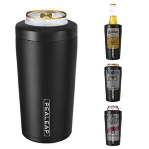 4 in 1 insulated slim can cooler for 12 oz cans and beer bottle – keep 8 hours cold, easy to hold – stainless steel can holder, double walled can insulator for hard seltzer and more