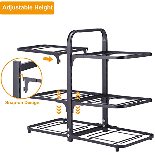 AJSWISH Pots and Pans Organizer for Cabinet, Heavy Duty Pot Organizer Rack for Under Cabinet, Adjustable and Snap-on Pot Rack for Kitchen Organization & Storage (6 Tier)