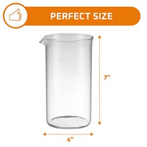 Bruntmor 34 Oz French Press Replacement Glass Beaker Carafe, 8 Cup Glass French Press Replacement Beaker, Thick Glass made of borosilicate glass, Gifting for coffee lover