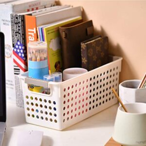 Citylife 6 PCS Plastic Storage Baskets for Shelves Small Storage Bins for Closet Shelf Pantry Organizing, Off-White