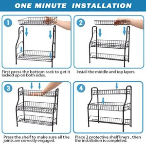 Vanfree Spice Rack Organizer for Countertop Kitchen Counter Storage Shelf, 3 Tier Seasoning Organizer Condiment Rack, Bathroom Counter Organizer for Vanity Bedroom and Desktop, Multiple Uses