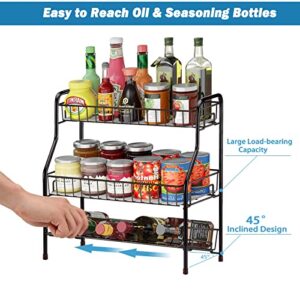 Vanfree Spice Rack Organizer for Countertop Kitchen Counter Storage Shelf, 3 Tier Seasoning Organizer Condiment Rack, Bathroom Counter Organizer for Vanity Bedroom and Desktop, Multiple Uses