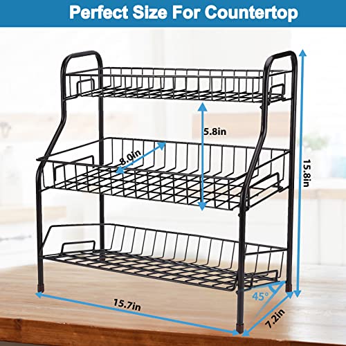 Vanfree Spice Rack Organizer for Countertop Kitchen Counter Storage Shelf, 3 Tier Seasoning Organizer Condiment Rack, Bathroom Counter Organizer for Vanity Bedroom and Desktop, Multiple Uses