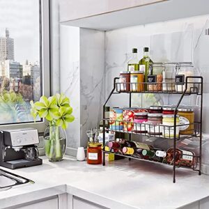 Vanfree Spice Rack Organizer for Countertop Kitchen Counter Storage Shelf, 3 Tier Seasoning Organizer Condiment Rack, Bathroom Counter Organizer for Vanity Bedroom and Desktop, Multiple Uses