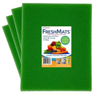 bluapple freshmats 4-pack, 12″ x 15″ cuttable, washable, & reusable sponge refrigerator fruit & vegetable shelf liner to keep produce fresh longer, anti-bruising, promotes air circulation