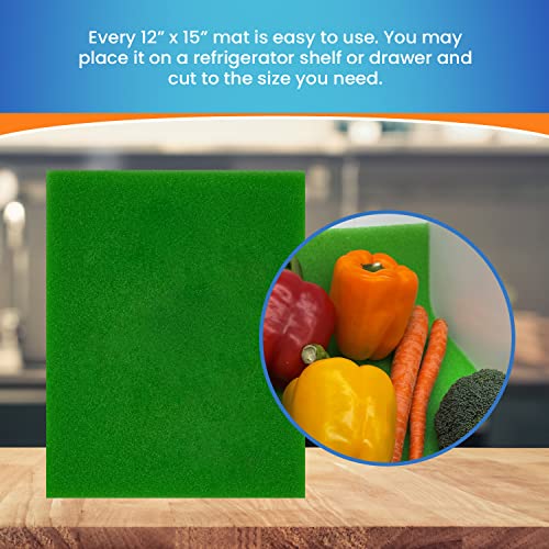 Bluapple FreshMats 4-Pack, 12" x 15" Cuttable, Washable, & Reusable Sponge Refrigerator Fruit & Vegetable Shelf Liner to Keep Produce Fresh Longer, Anti-Bruising, Promotes Air Circulation