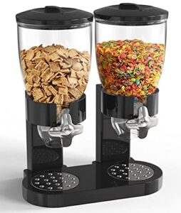 retail blade dual food dispenser – dry food dispenser perfect as a candy, nuts, rice, granola, cereal & more dispenser. dispenses 1 ounce per twist! stores food, and keeps your food fresh!