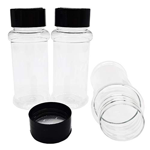 OJYUDD 16 Pack 3.4oz/100ml Plastic Spice Bottles Set,Empty Seasoning Containers with Black Cap,Clear Reusable Containers Jars for Spice,Herbs,Powders,Glitters