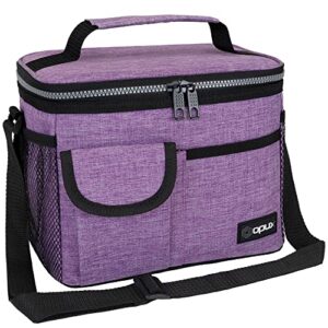 opux insulated lunch box for women girls, leakproof thermal lunch bag cooler work office school, soft reusable lunch tote with shoulder strap, adult kid lunch pail kit, purple