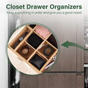 Kootek 6 Pcs Bamboo Drawer Organizer Utensil Tray Kitchen Storage Box 3-Size Versatile Dividers Cutlery Holders Bins Containers for Flatware Kitchen Utensils