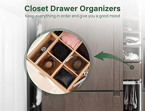 Kootek 6 Pcs Bamboo Drawer Organizer Utensil Tray Kitchen Storage Box 3-Size Versatile Dividers Cutlery Holders Bins Containers for Flatware Kitchen Utensils