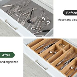 Kootek 6 Pcs Bamboo Drawer Organizer Utensil Tray Kitchen Storage Box 3-Size Versatile Dividers Cutlery Holders Bins Containers for Flatware Kitchen Utensils