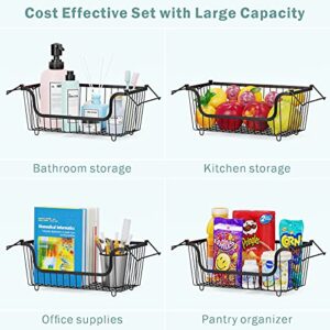 iSPECLE Chest Freezer Organizer, 4 Pack Stackable Baskets with Handles Pantry Organization and Storage for Chest Freezer Pantry, Black