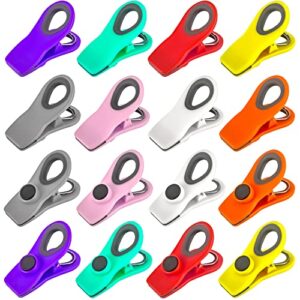 NBTORCH 16 Pcs Bag Clips with Magnet - 8 Assorted Bright Colors Chip Clips Bag Clips Food Clips, Magnetic Clips, Plastic Clips for Bread Bags, Snack Bags, Food Packages (Opaque)
