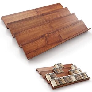 tinamo acacia spice rack organizer for drawer – wooden tray spice racks organizer for cabinet storage shelf – 4 tier spice drawer organizer 64 jars ( acacia wood)