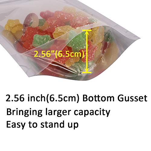 Belinlen 100 Pack 6 x 9 Inch Stand Up Pouch Bags Zipper Mylar Bags Clear Front with Aluminum Foil Back Reusable Food Storage Bags for Multipurpose with Gusset Bottom(5.5mil Thickness)